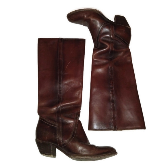 Frye Knee High Boots Brown Red Color Size 6.5 - Picture 2 of 7